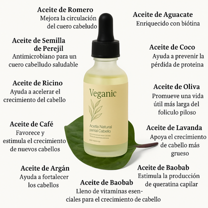 Veganic - Aceite Natural Para el Crecimiento del Cabello